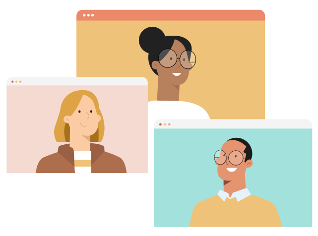 Personas en videollamada, representando sesiones de terapia online y comunicación profesional